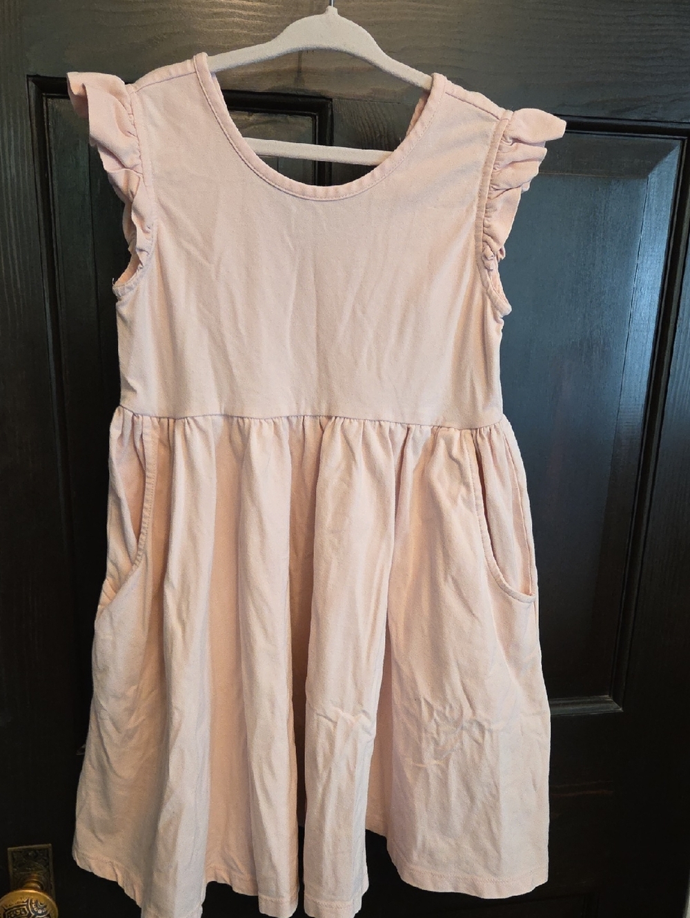 Hanna Andersson Light Pink Cotton Ruffle-Sleeve Dress